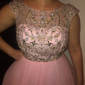 Sherri Hill PInk Tulle Prom Dress Backless